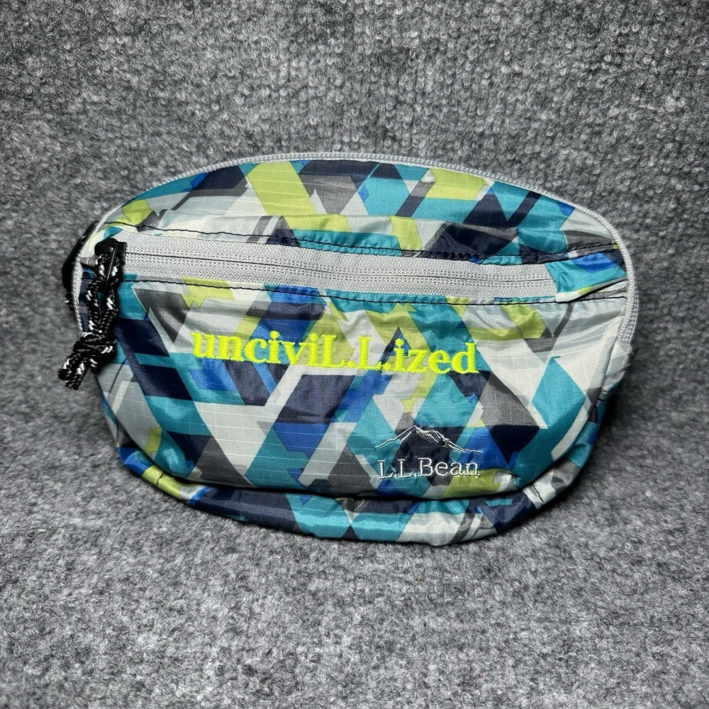 LL Bean Fanny Pack Waist Bag Hiking Camping‎ Blue Green Nylon Adjustable